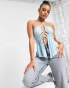 Фото #1 товара ASYOU – Camisole-Oberteil in Aquablau mit Neckholder-Träger und Volantsaum