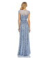 Фото #3 товара Women's Embellished Illusion High Neck Cap Sleeve Gown