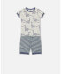 ფოტო #1 პროდუქტის Boy Organic Cotton Two Piece Short Pajama Set Heather Beige Printed Dinosaurs - Child