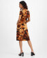 ფოტო #2 პროდუქტის Petite Printed Ruched Sheath Dress