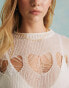 Фото #8 товара Miss Selfridge sheer heart knit jumper in cream