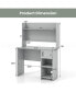 Фото #3 товара Home Office Desk with Raised Display Shelf and 2 Open Shelves-Gray