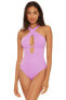 Фото #1 товара Becca by Rebecca Virtue 296887 Tessa High Neck One Piece Swimsuit, Orchid, M