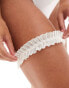 South Beach bridal ruffle pearl garter