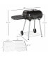 Фото #3 товара 38'' Steel Charcoal Grill with Portable Wheel, Side Tray and Lower Shelf for Outdoor BBQ for Garden, Backyard, Poolside