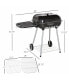 38'' Steel Charcoal Grill with Portable Wheel, Side Tray and Lower Shelf for Outdoor BBQ for Garden, Backyard, Poolside