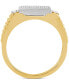 ფოტო #2 პროდუქტის Men's Diamond Cluster Ring (1/10 ct. t.w.) in Sterling Sliver & 18k Gold-Plate