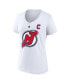 Фото #3 товара Women's Nico Hischier White New Jersey Devils Special Edition 2.0 Name and Number V-Neck T-shirt