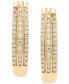 ფოტო #6 პროდუქტის Diamond Three Row Oval Hoop Earrings (1/2 ct. tw.) in 10k White or Yellow Gold