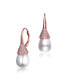 ფოტო #2 პროდუქტის Sterling Silver Cubic Zirconia and Pearl Bulb Earrings