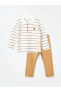 LCW baby Polo Yaka Uzun Kollu Çizgili Erkek Bebek Tişört ve Pantolon 2'li Takım