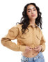 ASOS DESIGN cropped cargo shirt in camel