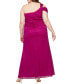 Фото #2 товара Plus Size One-Shoulder Draped Evening Dress
