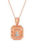 Фото #3 товара Sea Blue Aquamarine (1-1/4 ct. t.w.) & Diamond (7/8 ct. t.w.) Halo 20" Adjustable Pendant Necklace in 14k Rose Gold