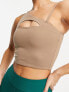 South Beach cut out sports bra in taupe
