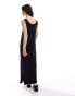 Pieces scoop neck maxi dress in black