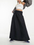 Monki taffeta maxi skirt in black