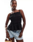 Фото #1 товара River Island shirred sleeveless cami top in black