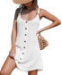 Women's White Waffle Knit Sleeveless Scoop Neck Mini Cover-Up