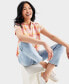 Фото #4 товара Women's Printed Gauze Short-Sleeve Popover Top, Created for Macy's