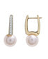 ფოტო #1 პროდუქტის Cultured Freshwater Pearl with Diamond Huggie Earrings in 14K Yellow Gold