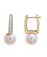 Фото #1 товара Cultured Freshwater Pearl with Diamond Huggie Earrings in 14K Yellow Gold