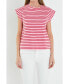 ფოტო #1 პროდუქტის Women's Stripe Rib Cotton T-shirt