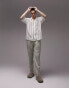 Topman short sleeve relaxed revere sheer stripe shirt in white