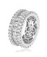 Фото #2 товара Suzy Levian Sterling Silver Cubic Zirconia White Baguette and Round Wide Eternity Band Ring