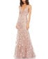 ფოტო #4 პროდუქტის Women's Floral Embellished Sleeveless Plunge Neck Gown