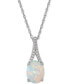 ფოტო #1 პროდუქტის Lab-Grown Opal (1 ct. t.w.) and White Sapphire Accent Pendant Necklace in Sterling Silver