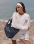 Фото #2 товара 4th & Reckless x Luana Barron jean yacht club embroidery beach bag in navy