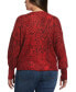Фото #2 товара Plus Size Slouchy Long Sleeve Printed Sweater