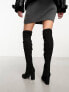 New Look suede knee high boots in black