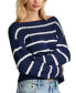 Фото #3 товара Women's Cotton Striped Boat-Neck Sweater