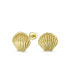 Фото #1 товара Petite Tiny Nautical Sea Life Clam ShellYellow 14K Gold Stud Earrings For Women Secure Screw back