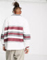 Фото #6 товара ASOS DESIGN oversized polo sweatshirt with colour block & print in white marl