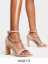 Фото #1 товара Simply Be Extra Wide Fit square toe heeled sandals with chain strap detail in stone