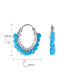 ფოტო #4 პროდუქტის Petite Bohemian Blue Synthetic Turquoise Beaded Mimi Huggie Endless Hoop Earrings For Women Sterling Silver