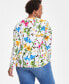 Plus Size Floral-Print Zip-Pocket Top, Created for Macy's