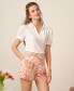 Фото #6 товара Women's Floral High Rise Belted Pleated Shorts