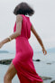 Фото #3 товара Атласное платье с узлом на плече ZARA