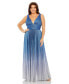 Women's Plus Size V-Neck Ombre Pleated Gown