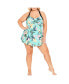 Фото #3 товара Plus Size Hi Back Print Swim Dress