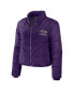 ფოტო #2 პროდუქტის Women's Purple Baltimore Ravens Cropped Puffer Full-Zip Jacket