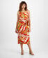 ფოტო #1 პროდუქტის Petite Printed A-Line Faux-Wrap Dress