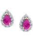 ფოტო #2 პროდუქტის Ruby (1 ct. t.w.) & Diamond (1/4 ct. t.w.) Teardrop Stud Earrings in 14k Gold