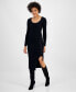 Фото #1 товара Women's Lace-Up Midi Sweater Dress, Created for Macy's