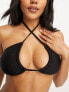 Фото #7 товара Ivory Rose Fuller Bust mix & match halter triangle bikini top in black