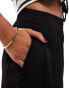 Mango soft touch wide leg trousers in black